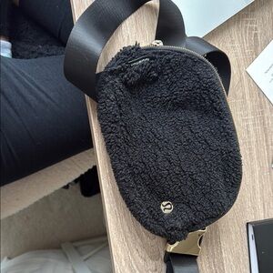 Lululemon Athletica Gold and Black Crossbody Bag Plush Design